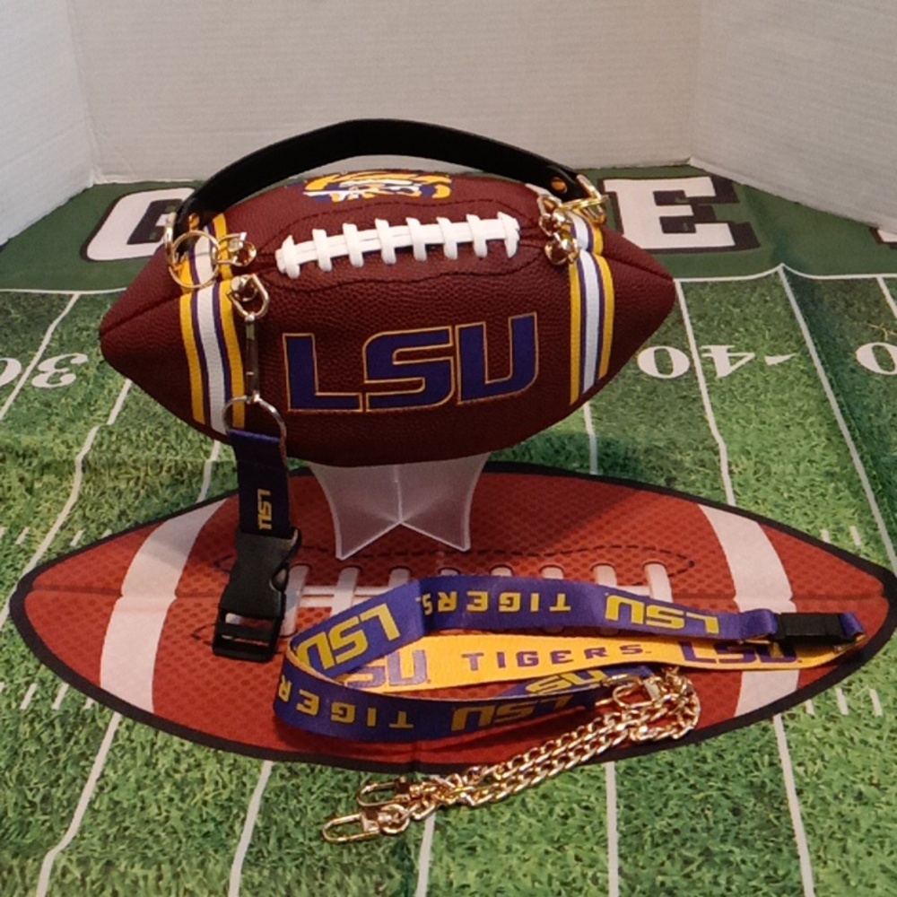LIMITED EDITION HANDMADE Football Purse NCAA COLLEGE (LSU TIGERS) 🏈 - Picture 8 of 17
